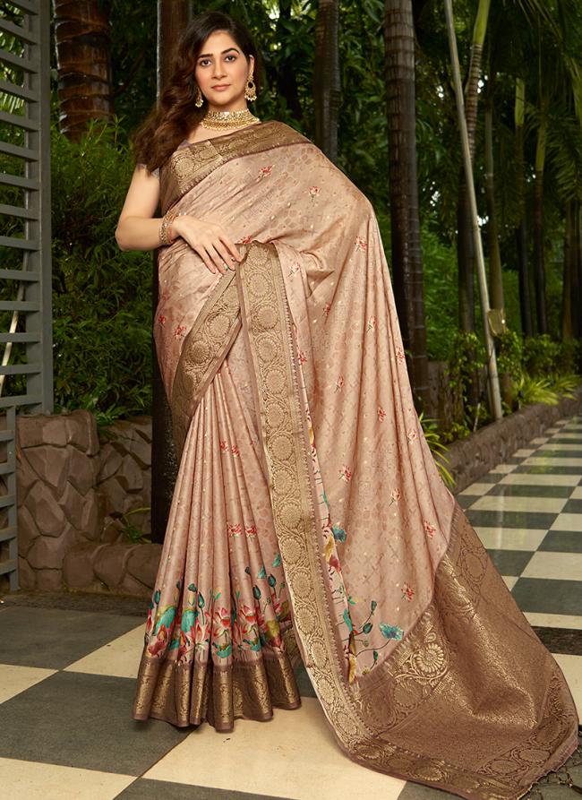 Sattin Pink Festival Wear Weaving Saree